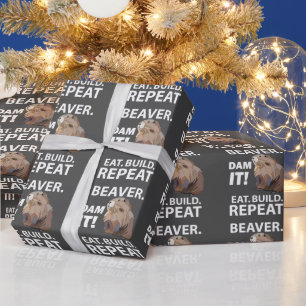 Eat Build Repeat Funny Beaver Animal  Wrapping Paper