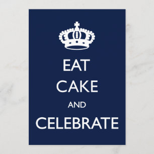 Eat Cake and Celebrate Birthday Invite- Navy Invitation