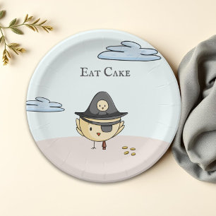 Eat Cake Cute Pirata Themed Party Personalised Paper Plate