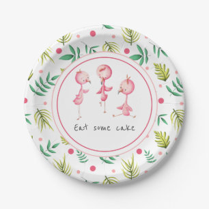 Eat Cake Tropical Floral Flamingo Party Paper Plat Plate