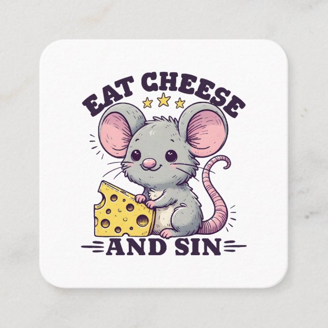 Eat Cheese And Sin Square Business Card (Front)