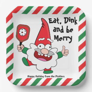 Eat, dink and be merry Christmas pickleball Paper  Plate