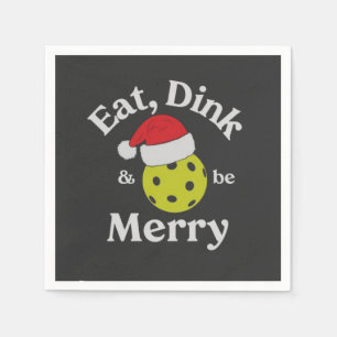 Eat Dink and Be Merry Pickleball Christmas Napkin