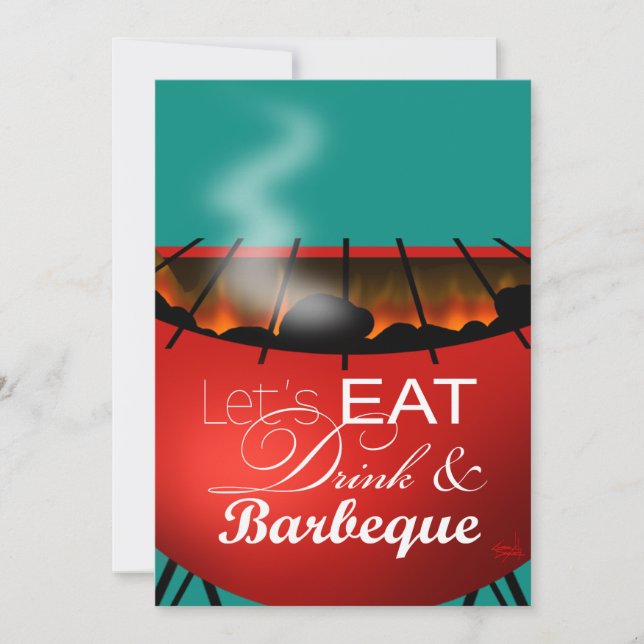 Eat Drink and Barbeque 4th of July Family BBQ Invitation (Front)