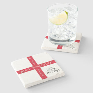 Eat Drink and Be English St George's Cross Flag Stone Coaster