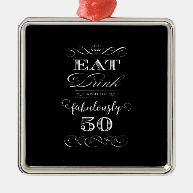 Eat Drink and be Fabulously Fifty Birthday Party Metal Tree Decoration (Front)