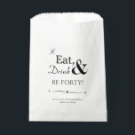 Eat Drink and Be Forty Funky Retro 40th Birthday Favour Bags<br><div class="desc">It's going to be a heck of a 40th birthday party so thank your guests with this funky retro Eat,  Drink & Be Forty! favour bags filled with goodies. Matching party supplies available.</div>