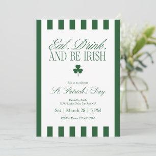 Eat Drink and Be Irish St Patrick’s Day  Invitation