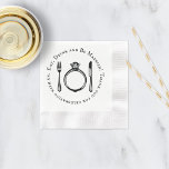 Eat Drink and Be Married Black and White Wedding Napkin<br><div class="desc">Wedding reception cocktail napkins feature a fork,  knife,  and diamond ring place setting and text "Eat,  Drink and Be Married! Thank you for celebrating with us."  Black,  white,  and platinum grey colours.</div>