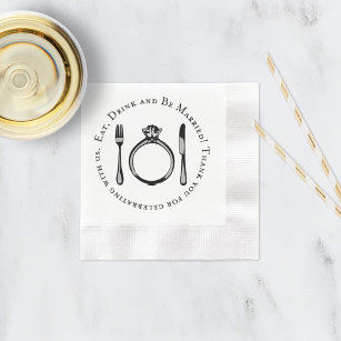 Eat Drink and Be Married Black and White Wedding Napkin