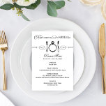 Eat Drink and Be Married Black Wedding Dinner Menu<br><div class="desc">Eat,  Drink and Be Married theme wedding dinner menu card in a classic black and white colour scheme. Personalise with your wedding date and menu wording details.</div>