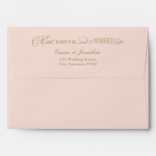 Eat Drink and Be Married Blush Pink Envelope