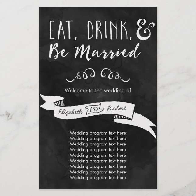 Eat, Drink, and Be Married Chalkboard Wedding (Front)