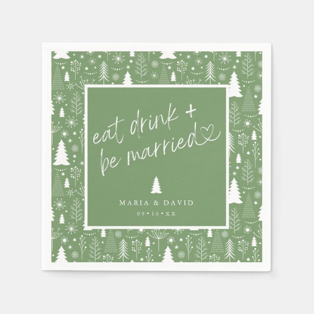 Eat Drink and Be Married Christmas Pattern Paper Napkin (Front)