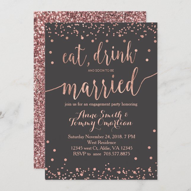 Eat Drink and Be Married Engagement Invitations (Front/Back)