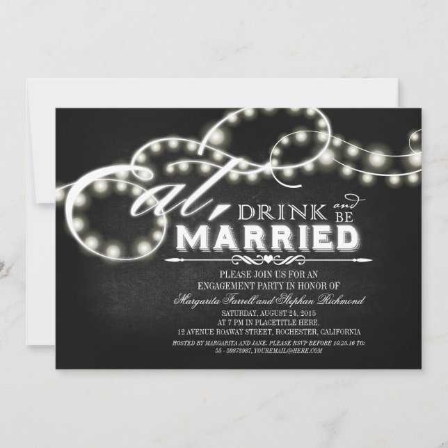 Eat, Drink and Be Married Engagement Party Invitation (Front)