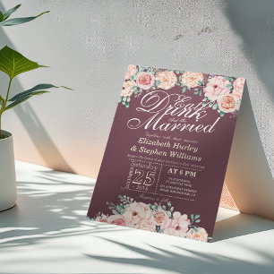 EAT Drink and Be Married Floral Wedding Invitation