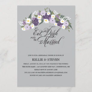 Eat Drink and Be Married Floral Wreath Invitation