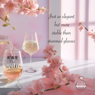 Eat Drink and be Married Gatsby Style Typography Stemless Wine Glass