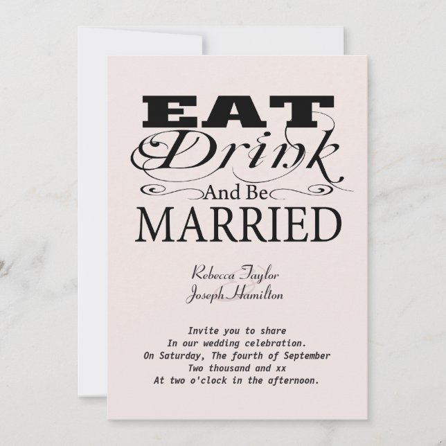 Eat Drink And Be Married Invitation (Front)