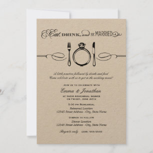 Eat Drink and Be Married Kraft Rehearsal Dinner Invitation
