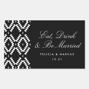 Eat, Drink and Be Married label, mini champagne Rectangular Sticker