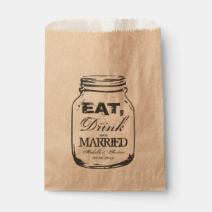 Eat drink and be married mason jar favour bags
