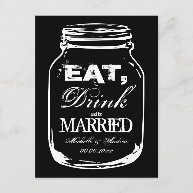 Eat drink and be married mason jar thank you cards (Front)