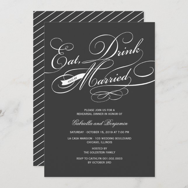 Eat Drink And Be Married Rehearsal Dinner Invite (Front/Back)