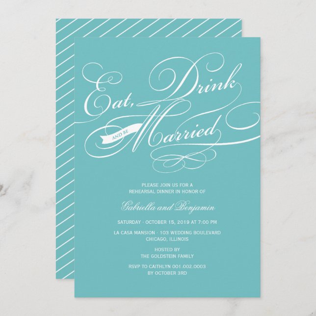 Eat Drink And Be Married Rehearsal Dinner Invite (Front/Back)