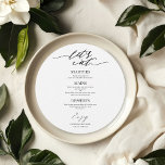 Eat Drink and Be Married Round Menu Card For Plate<br><div class="desc">A simple chic calligraphy wedding menu card. I do offer a free customisation service,  if you have any questions or special requests,  please feel free to contact me.</div>