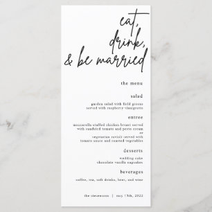 Eat, Drink, And Be Married Script Wedding Menu
