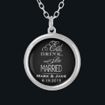 Eat Drink and Be Married Silver Plated Necklace<br><div class="desc">.</div>