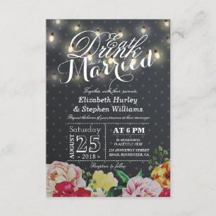 EAT Drink and Be Married String Light Chic Floral Invitation