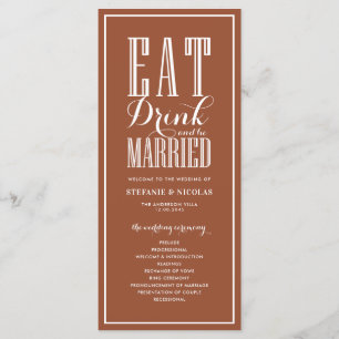 Eat Drink and be Married Terracotta Wedding Programme