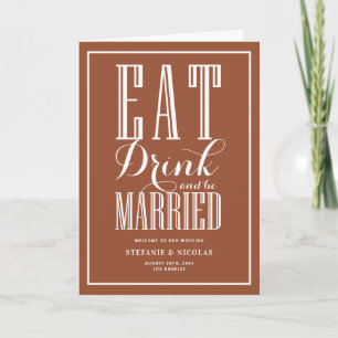 Eat, Drink and Be Married Terracotta Wedding Programme