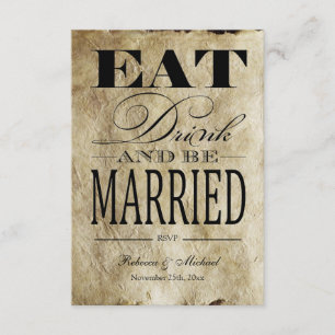 Eat Drink and be Married - Vintage Paper RSVP Card