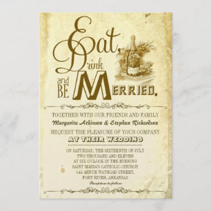 eat drink and be married vintage wedding invites