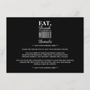 Eat, Drink and be Married Wedding Detail Enclosure Card