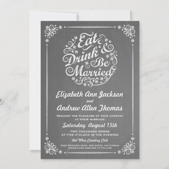Eat Drink and Be Married Wedding Invitation (Front)