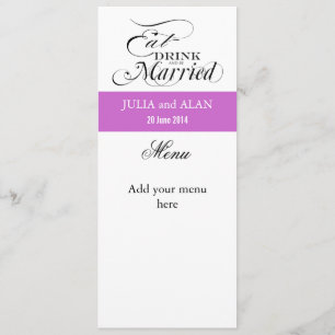 Eat, Drink, and Be Married Wedding Menu Card Lilac