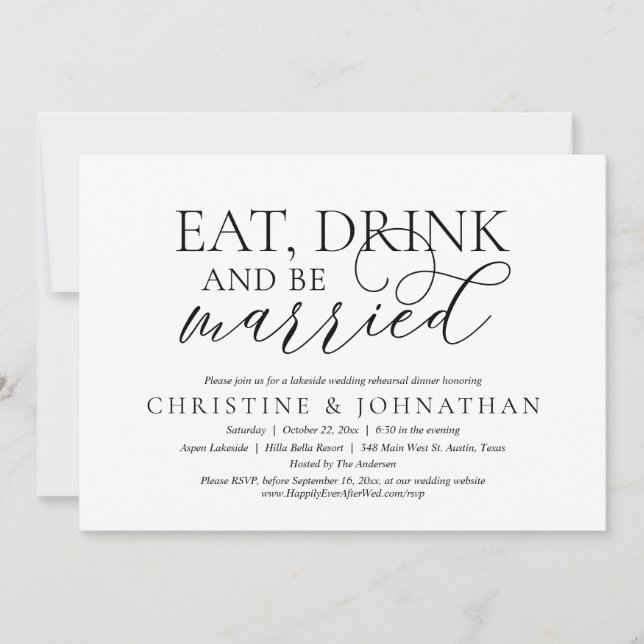Eat, Drink And Be Married Wedding Rehearsal Dinner Invitation (Front)