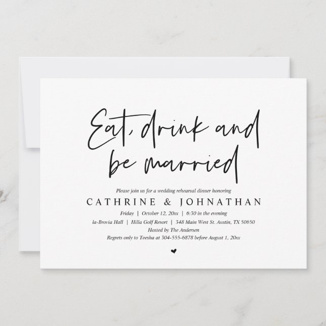 Eat, Drink and be Married Wedding Rehearsal Dinner Invitation (Front)
