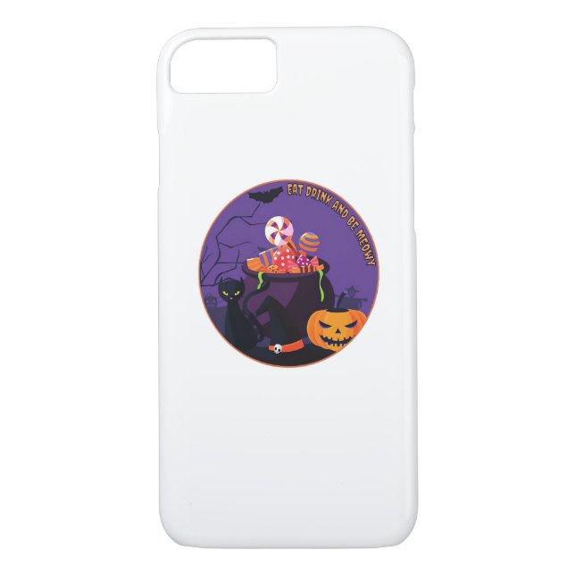 Eat Drink And Be Meowy Cute Casual Case-Mate iPhone Case (Back)