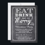 Eat Drink and Be Merry Chalkboard Christmas Party Invitation<br><div class="desc">Create your perfect invitation with this pre-designed templates, you can easily personalise it to be uniquely yours. For further customisation, please click the "customise further" link and use our easy-to-use design tool to modify this template. If you prefer Thicker papers / Matte Finish, you may consider to choose the Matte...</div>