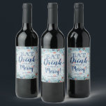 Eat Drink and Be Merry Christmas Floral Holiday Wine Label<br><div class="desc">Make your own wine bottle labels for holiday gifts or favours with these personalised labels featuring modern,  elegant winter flowers - poinsettias,  berries and leaves - with Eat,  Drink and Be Merry in chic lettering. MATCHING items in our store.</div>
