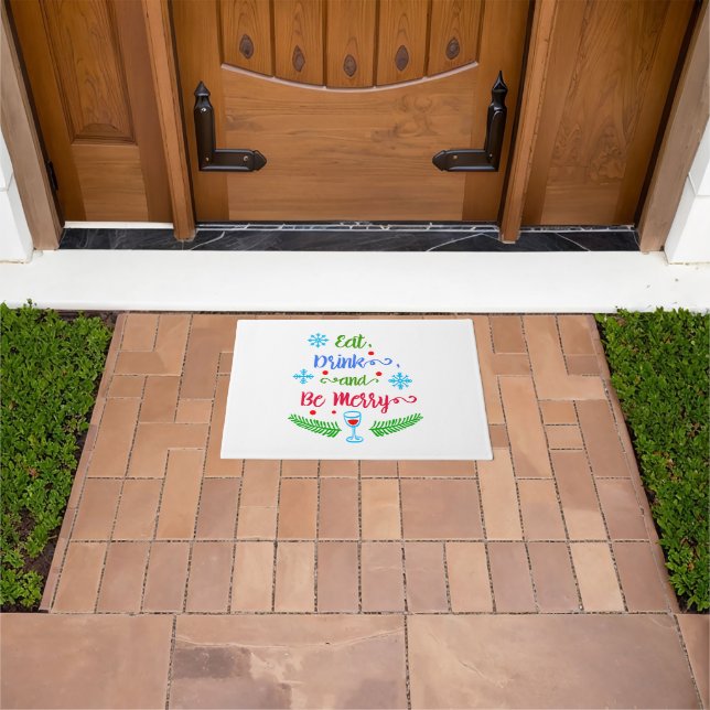 Eat, Drink and Be Merry, Christmas Holiday, ZSSPG Doormat (Outdoor)