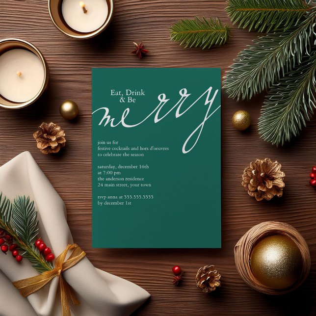 Eat, Drink, and Be Merry - Christmas Party Invitation (Creator Uploaded)