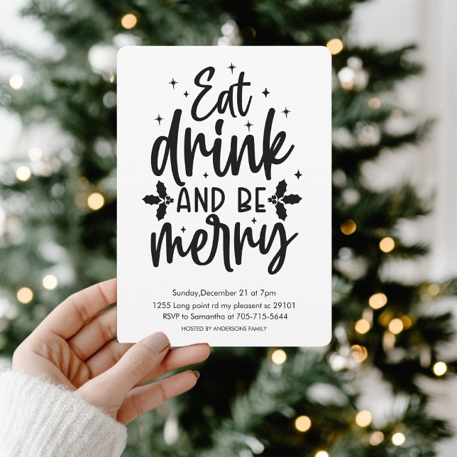 Eat Drink and Be Merry Christmas Party  Invitation (Creator Uploaded)
