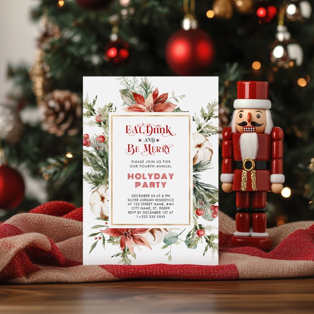 Eat Drink and be Merry Christmas Party Invitation (Creator Uploaded)